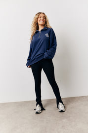 Navy Fits Sports Club Graphic Oversized Half Zip Co-Ord Sweatshirt