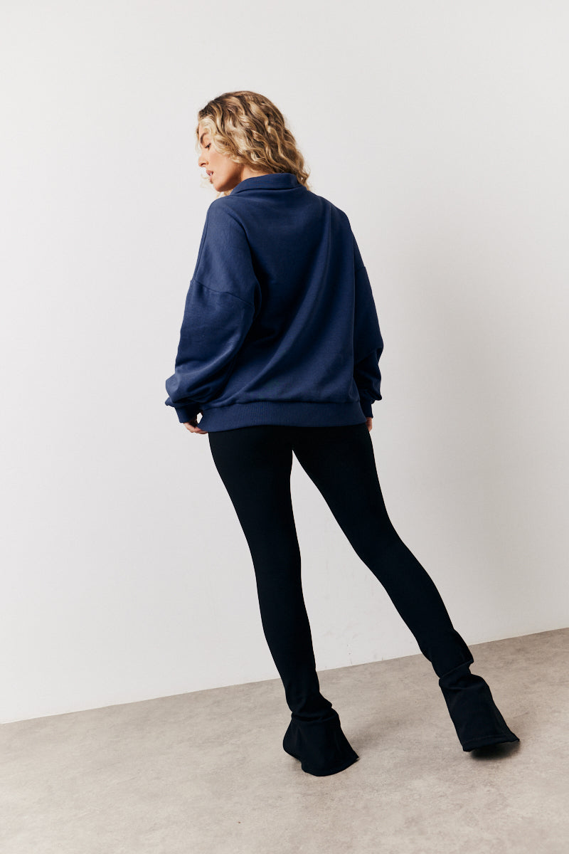 Navy Fits Sports Club Graphic Oversized Half Zip Co-Ord Sweatshirt