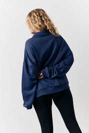 Navy Fits Sports Club Graphic Oversized Half Zip Co-Ord Sweatshirt