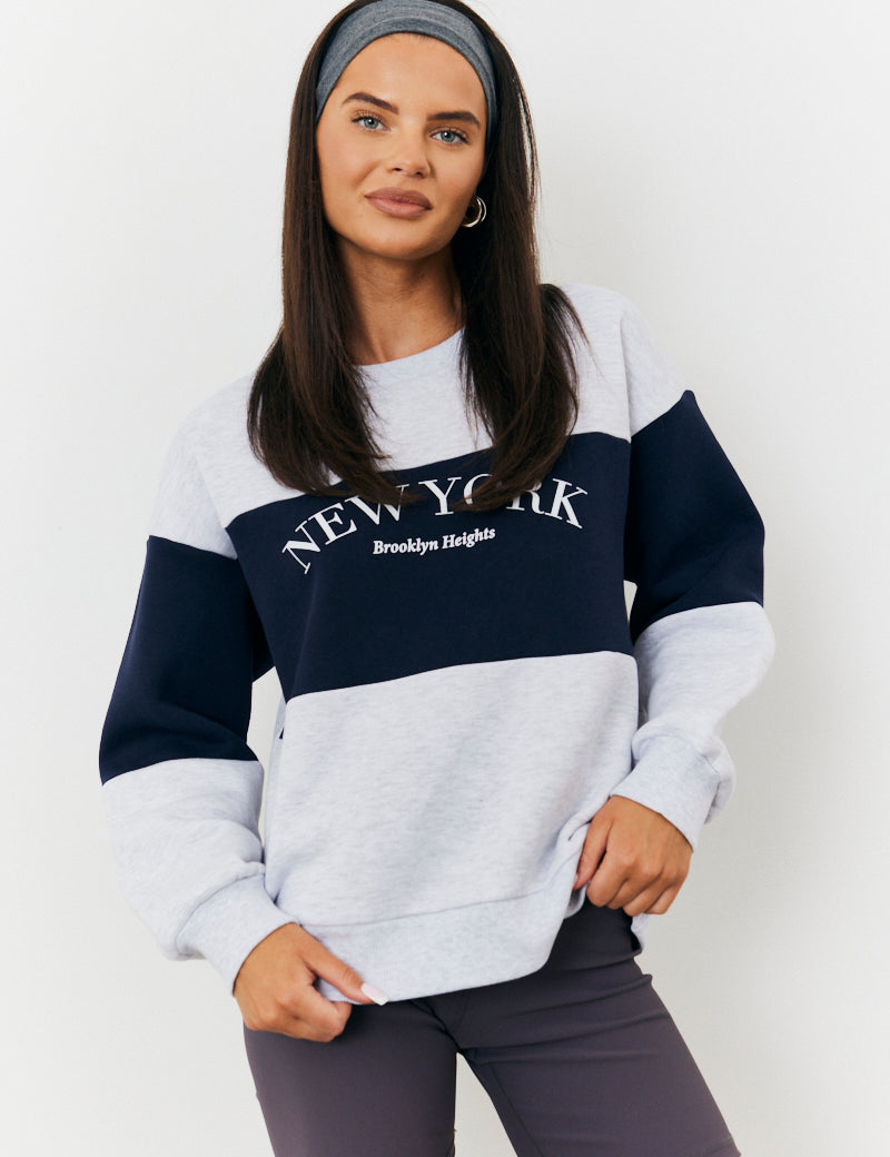 New York Colour Block Varsity Sweatshirt
