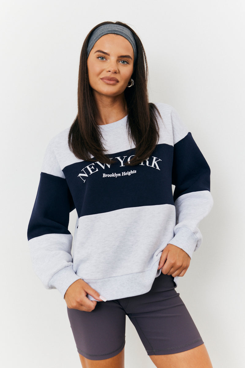 New York Colour Block Varsity Sweatshirt