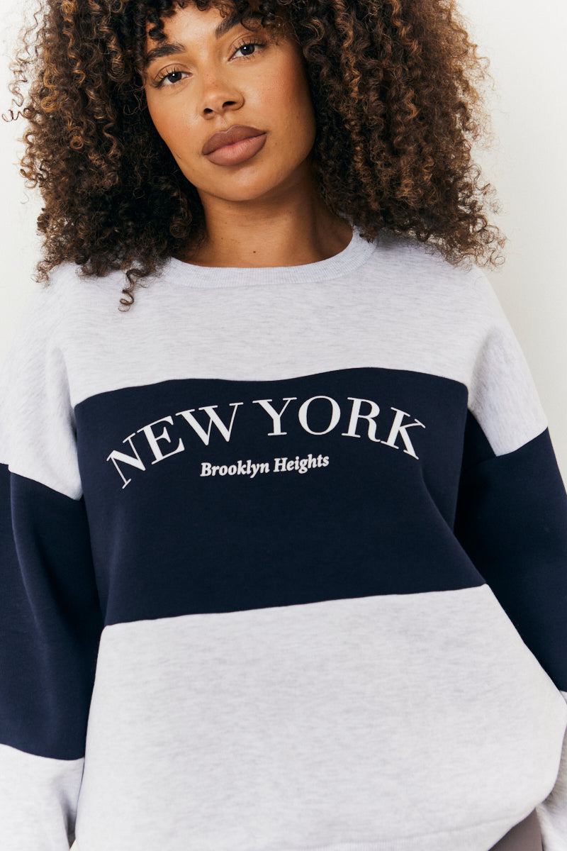 New York Colour Block Varsity Sweatshirt