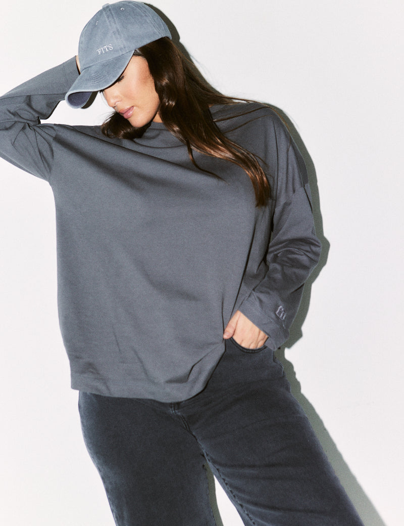 Fits Embroidered Crew Neck Long Sleeve T-Shirt