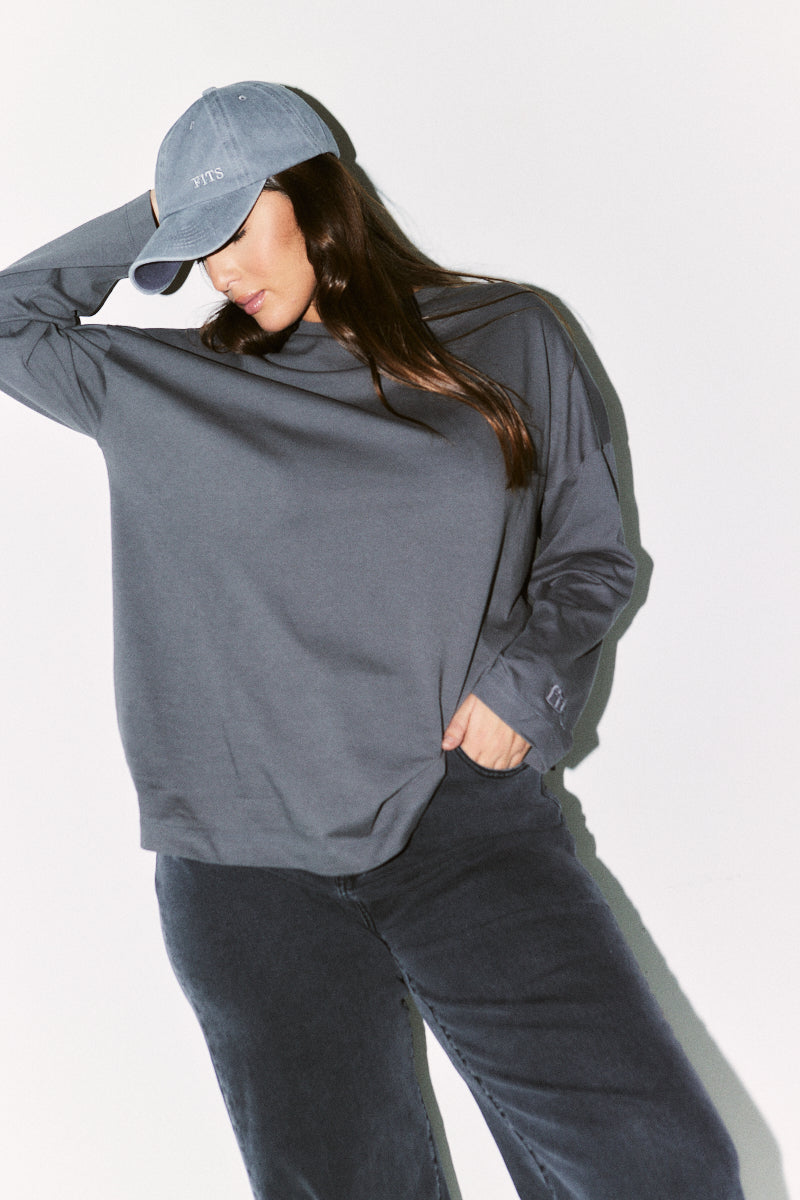 Fits Embroidered Crew Neck Long Sleeve T-Shirt