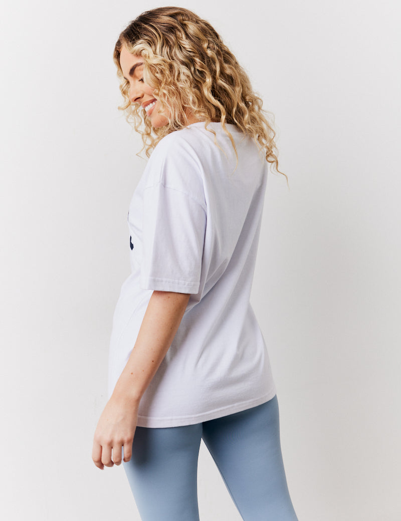White Pilates Graphic Oversized T-Shirt