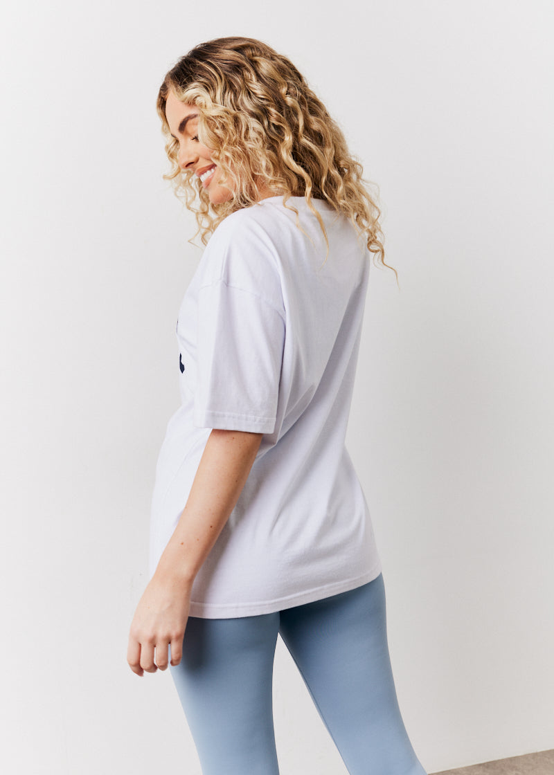 White Pilates Graphic Oversized T-Shirt