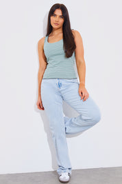 Reversible Stripe Racer Neck Top