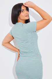Short Sleeve Stripe Reversible Co-Ord Top