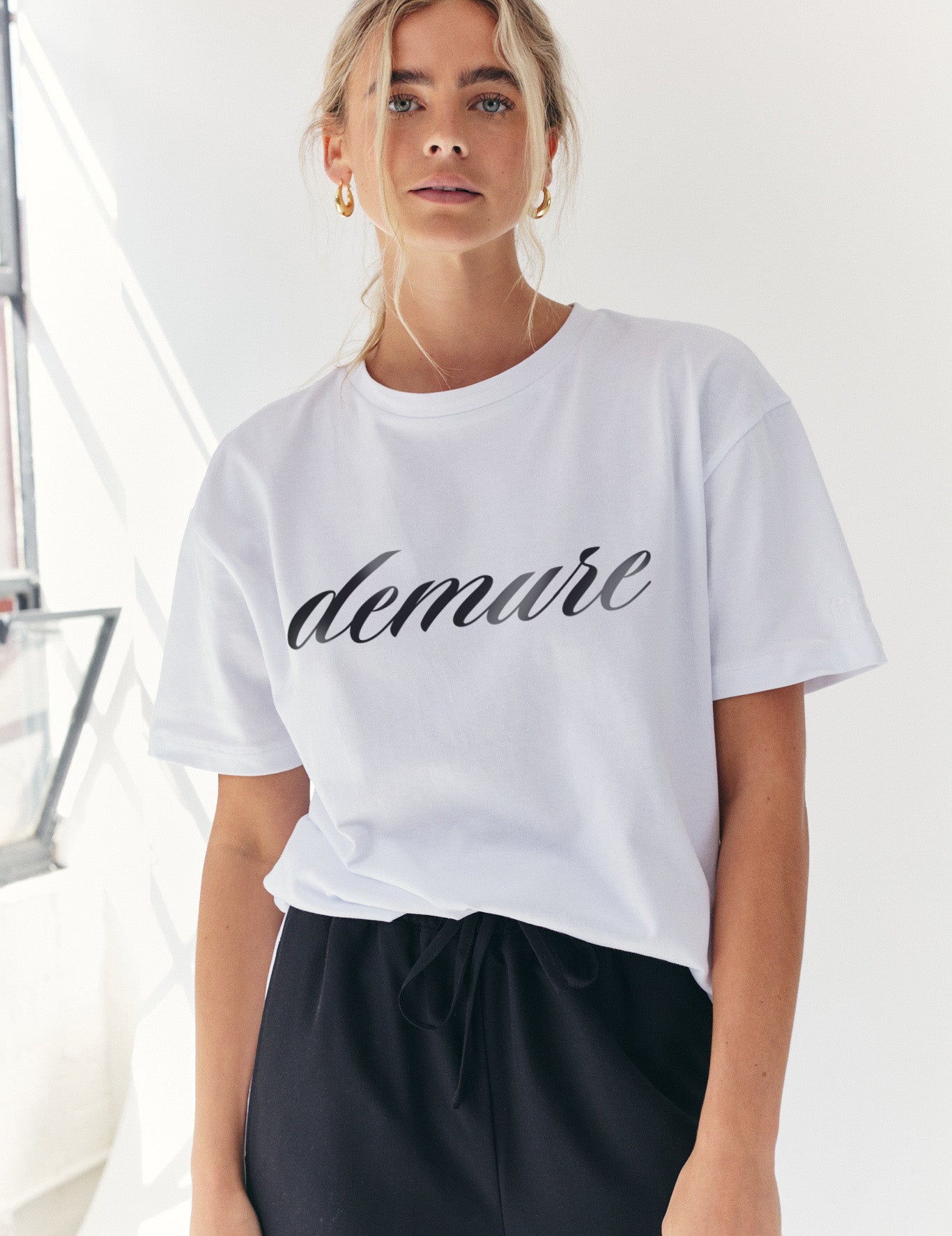 Demure Slogan T-Shirt