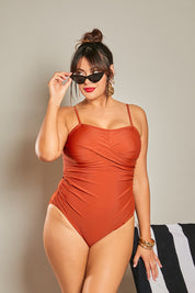 Control Ruched Crossover Detail Swimsuit