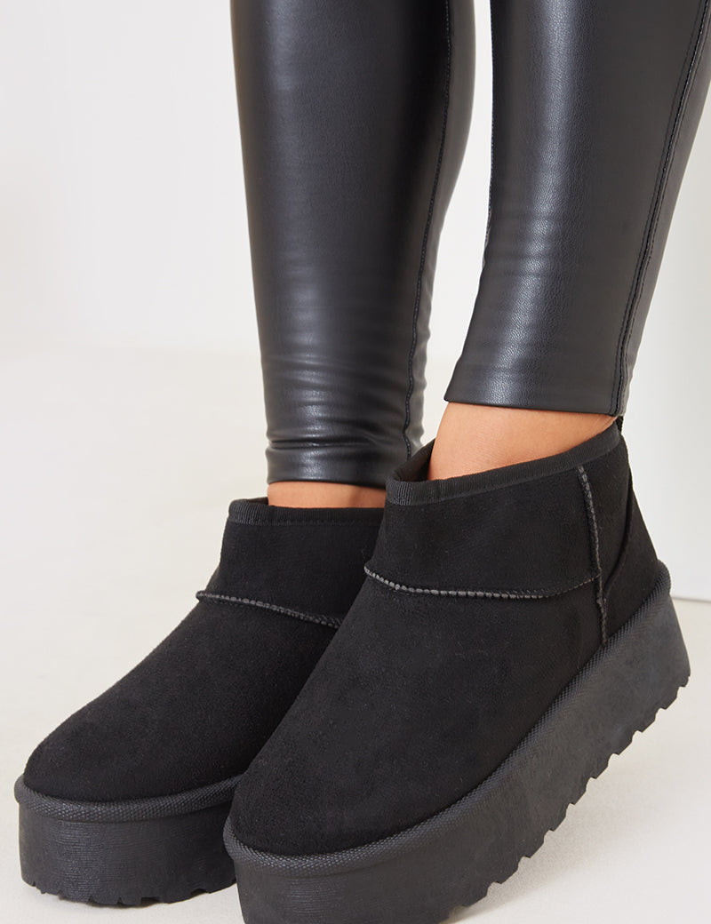 Faux Suede Platform Boots