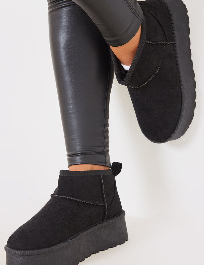 Faux Suede Platform Boots