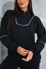 Contrast Binding Zip Longline Sweat