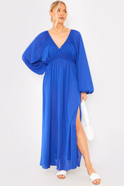 Gathered Puff Sleeve Maxi Dress