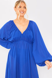 Gathered Puff Sleeve Maxi Dress