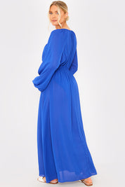 Gathered Puff Sleeve Maxi Dress