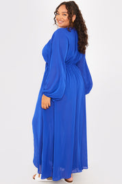 Gathered Puff Sleeve Maxi Dress