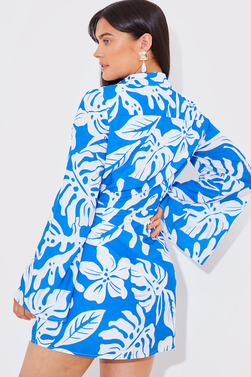 Printed Wrap Mini Dress