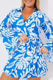 Printed Wrap Mini Dress
