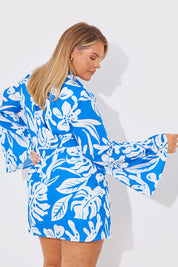 Printed Wrap Mini Dress