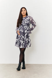 Maternity High Neck Printed Smock Dress