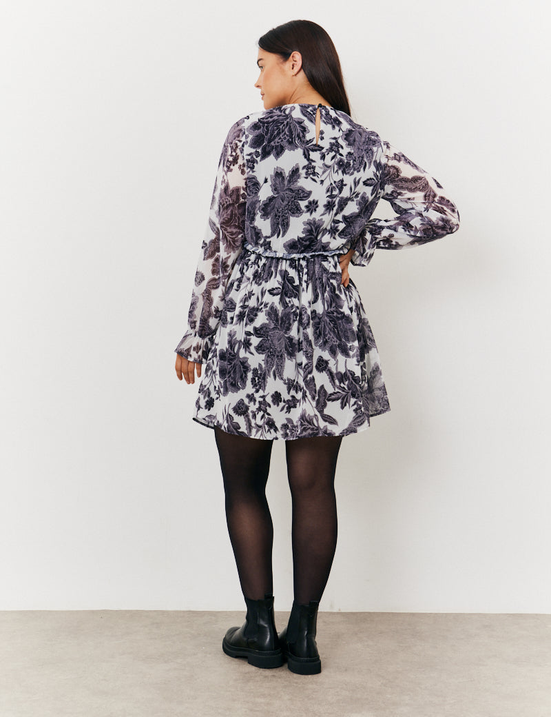 Maternity High Neck Printed Smock Dress