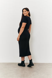Maternity Short Sleeve Midi Wrap Dress