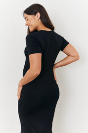 Maternity Short Sleeve Midi Wrap Dress