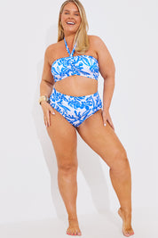 Ruched Front High Waist Floral Print Bikini Bottom