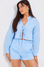 Cropped Linen Shirt Co Ord