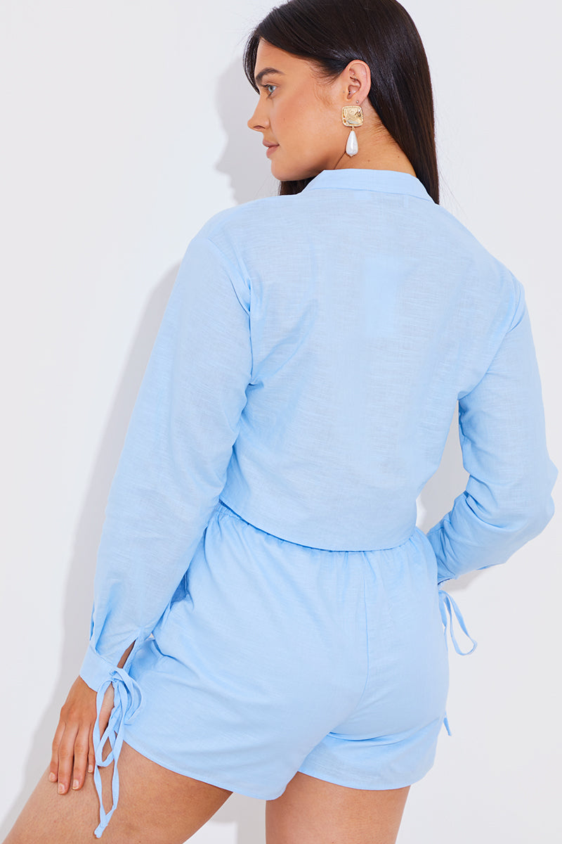 Cropped Linen Shirt Co Ord