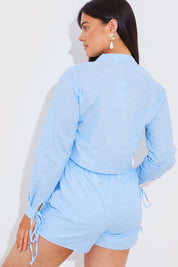 Cropped Linen Shirt Co Ord