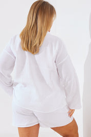 Long Sleeve Tie Front Linen Top