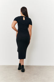 Maternity Ribbed Belted Midi Dress