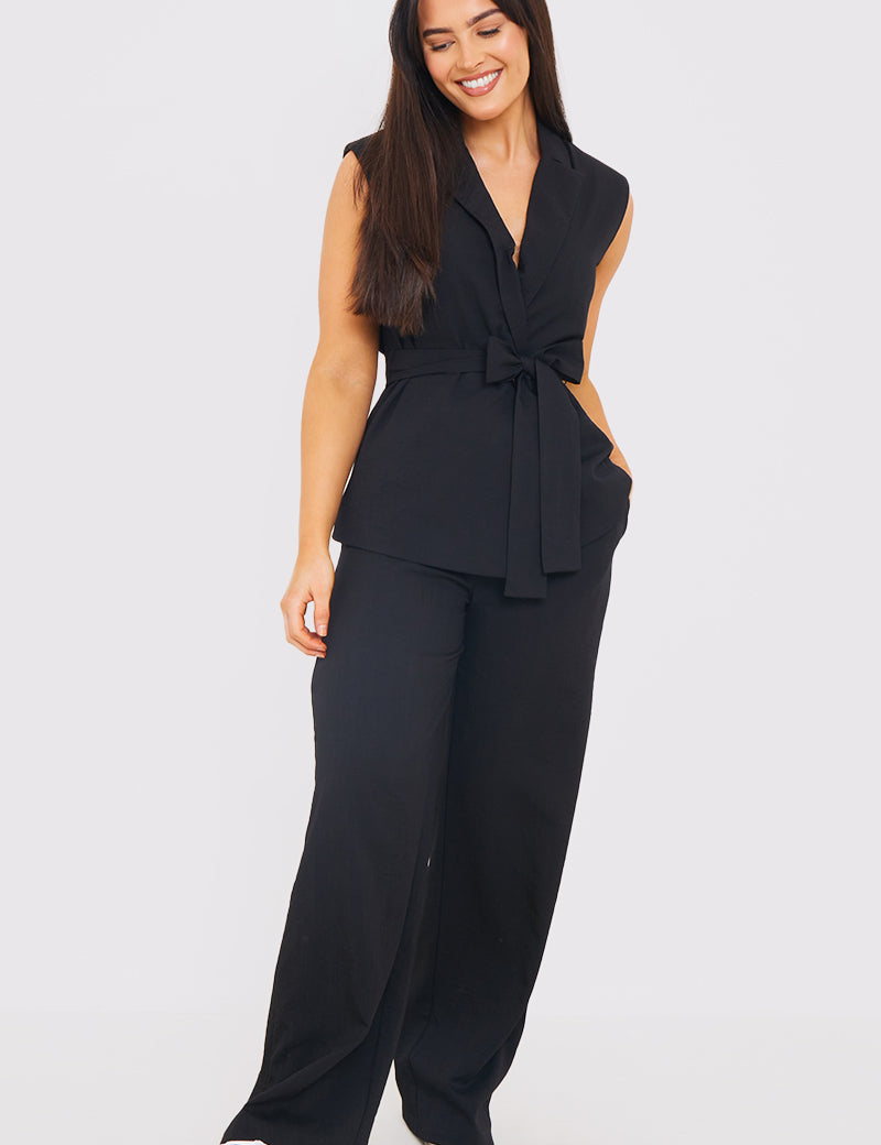 Textured Wide Leg Trousers