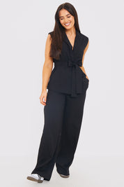 Textured Wide Leg Trousers