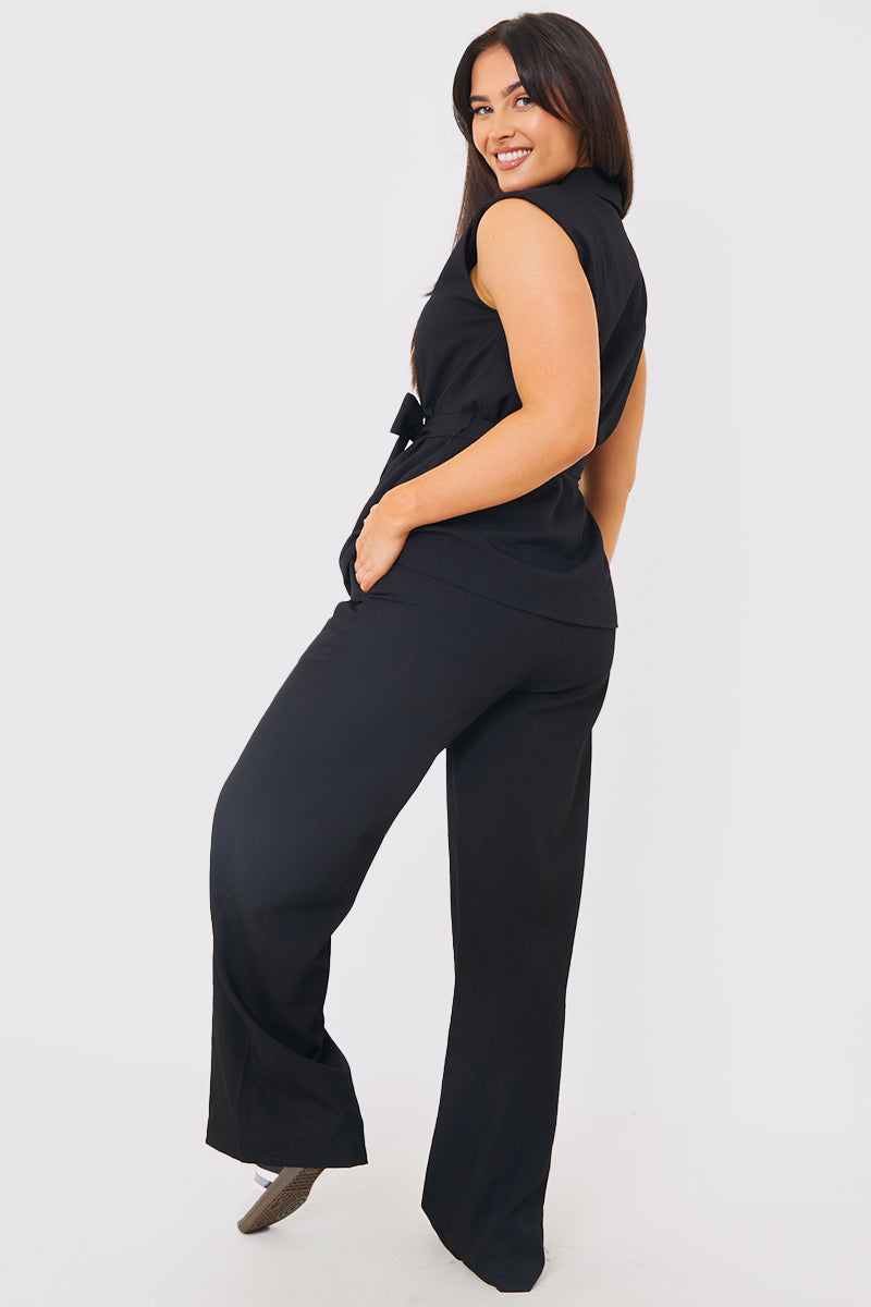 Textured Wide Leg Trousers