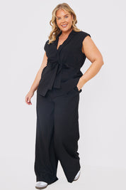 Textured Wide Leg Trousers