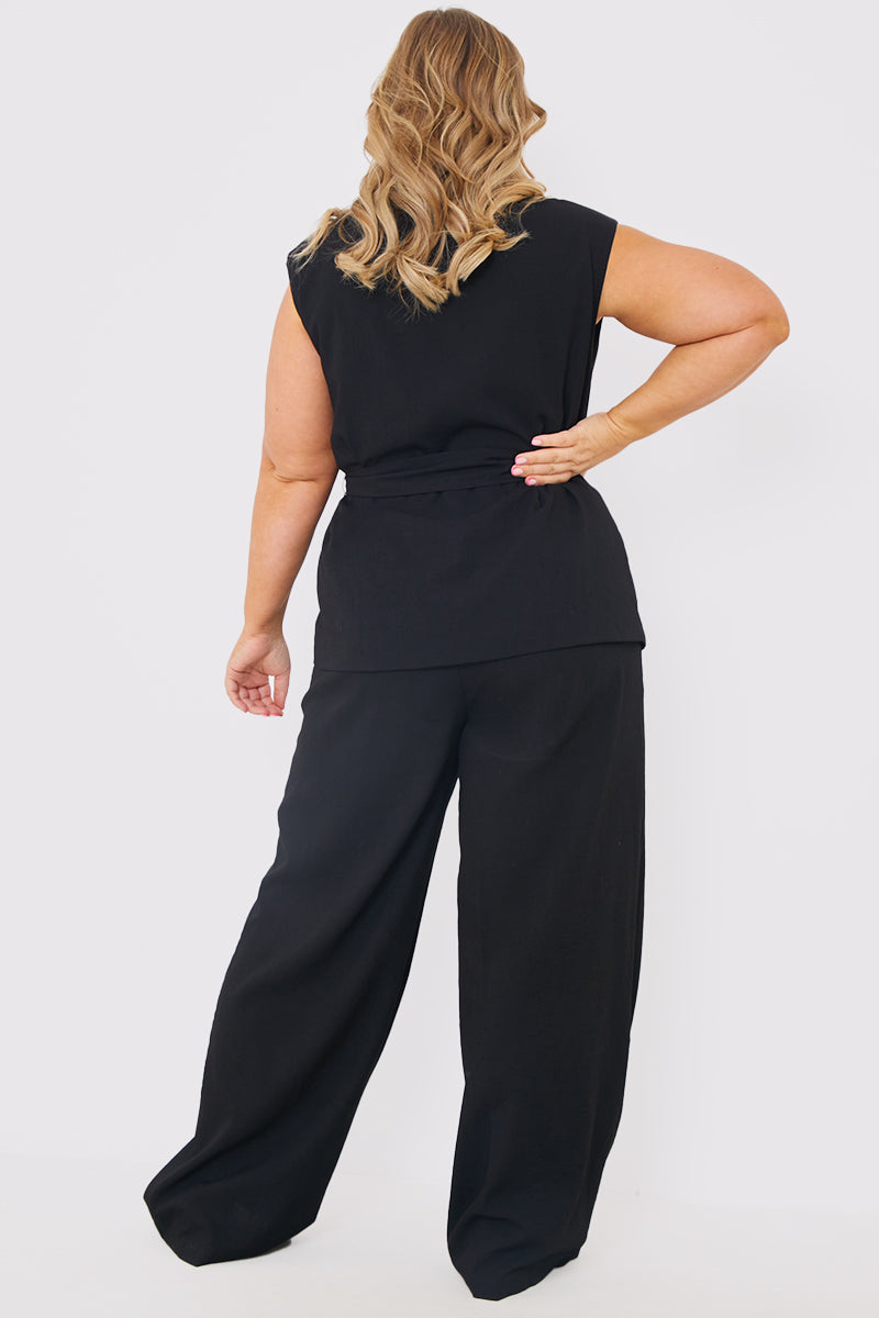 Textured Wide Leg Trousers