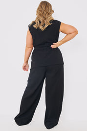 Textured Wide Leg Trousers