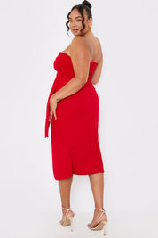 Wrap Tie Detail Bandeau Midi Dress
