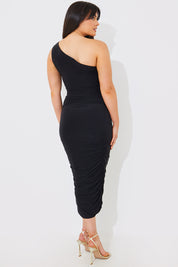 Ruched Corsage Detail Midi Dress