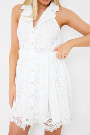 Lace Belted Shirt Dress
