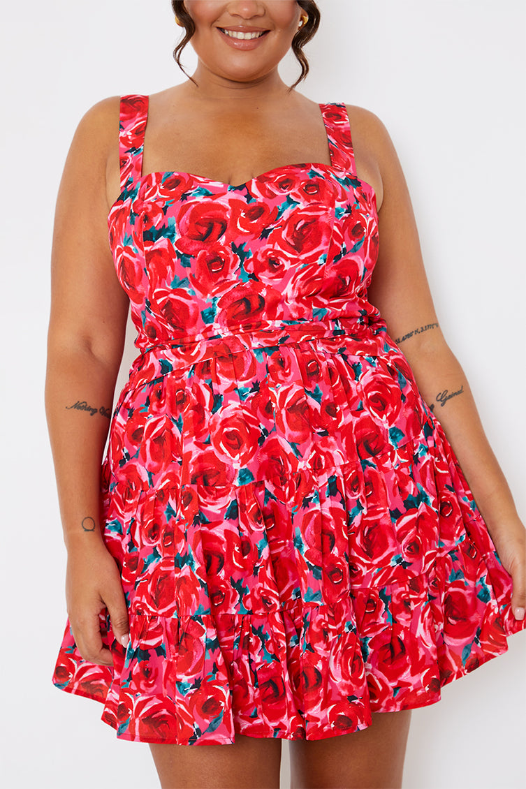 Ebony Bloom Tiered Mini Dress main image 1