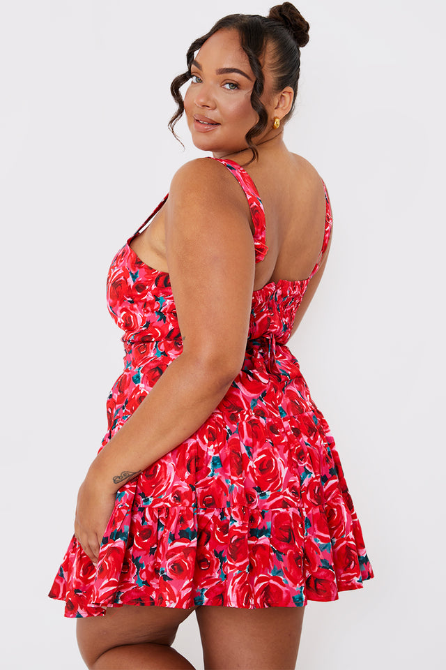 Floral Print Ruffle Tiered Mini Dress