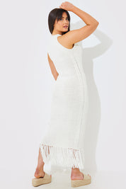 Fringe Detail Midaxi Knit Dress