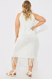 Halter Neck Tasseltrim Midaxi Knit Dress