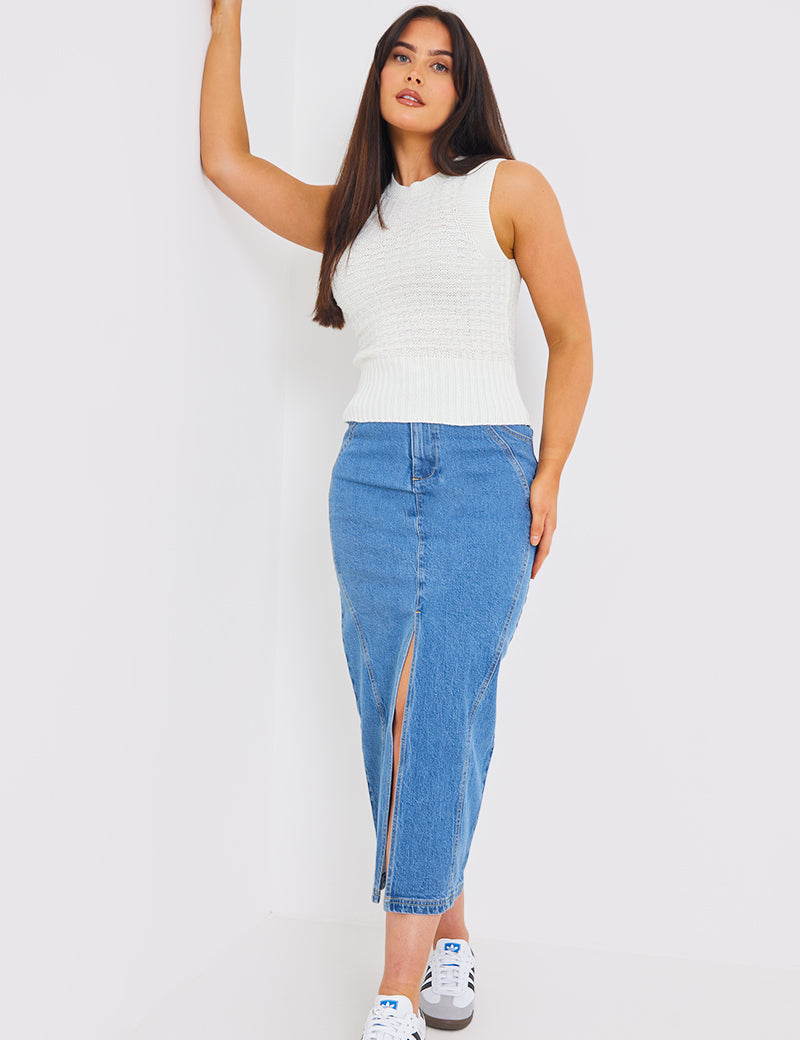 Waffle Knit Sleeveless Top