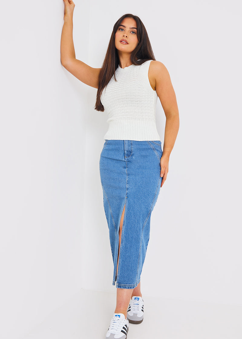 Waffle Knit Sleeveless Top