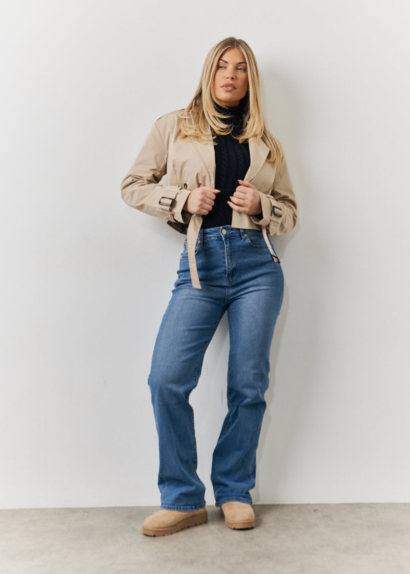 Cropped Belted Trench Coat	